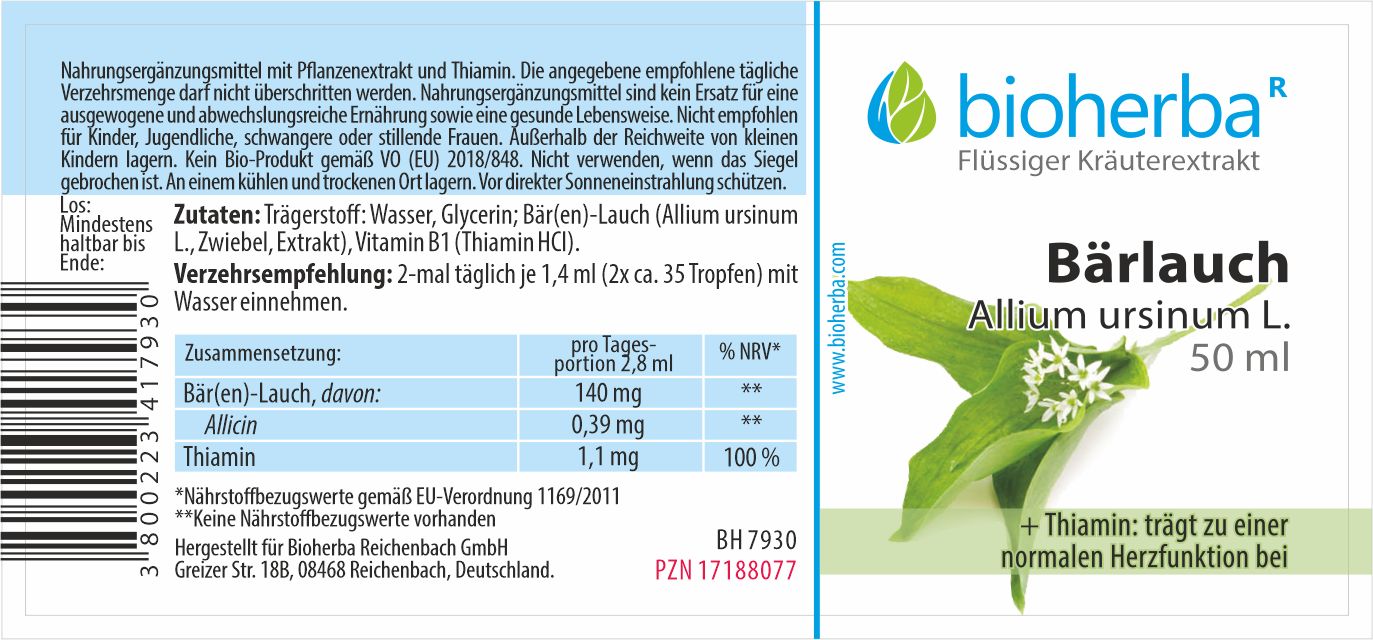 Bioherba Bärlauch Allium ursinum L. Tropfen Tinktur