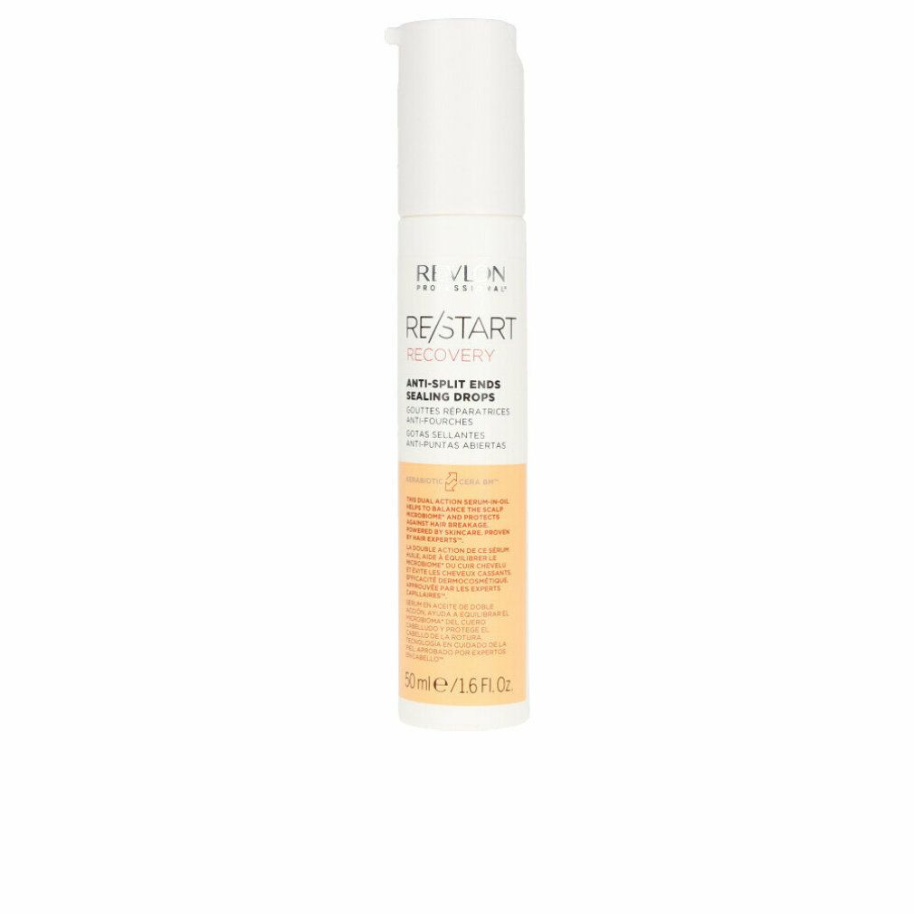 Weiß-beiger Behälter mit Produkttext: RE/START Recovery Anti-Split Ends Sealing Drops. 50ml.