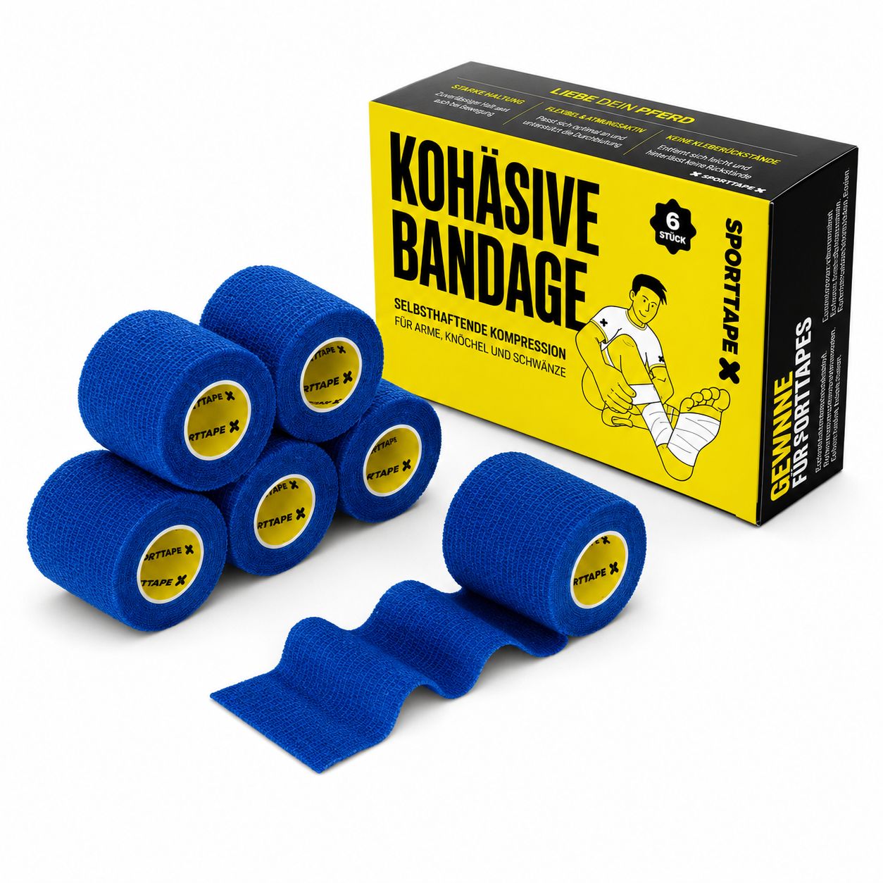 SPORTTAPE Bendaggio Autoadesivo - 5 cm x 4,5 m Blu