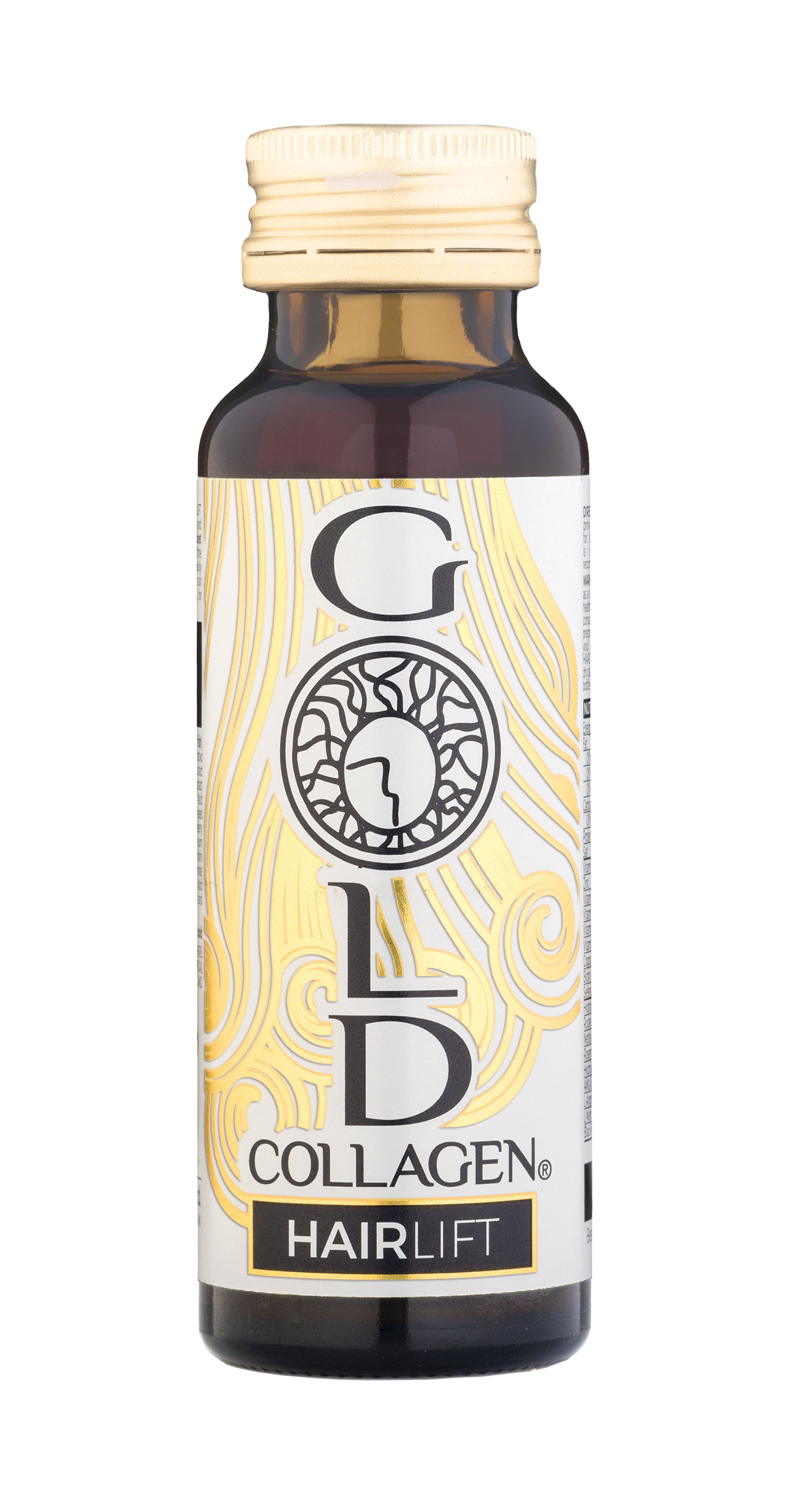 Gold Collagen Hairlift: Eine einzelne Flasche des Haarwachstums-Flüssigsupplements.
