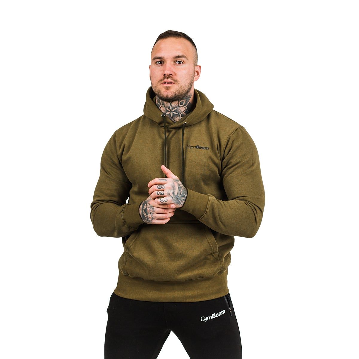 GymBeam Hoodie Herren Regular Langarm mit Kapuze Military Green Black