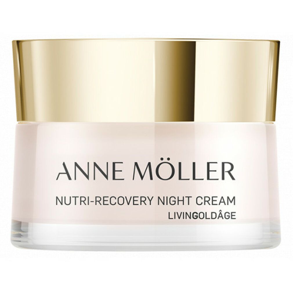 Anne Möller Nutri-Recovery Nachtcreme in einem Glasbehälter mit goldenem Deckel.