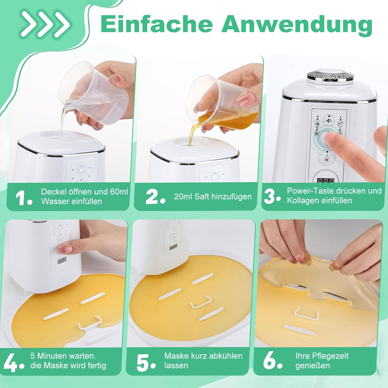 COOL-i Mini Facial Mask Maker,DIY Gesichtsmaske mit Kollagen, kompakte Hautpflege Maschine