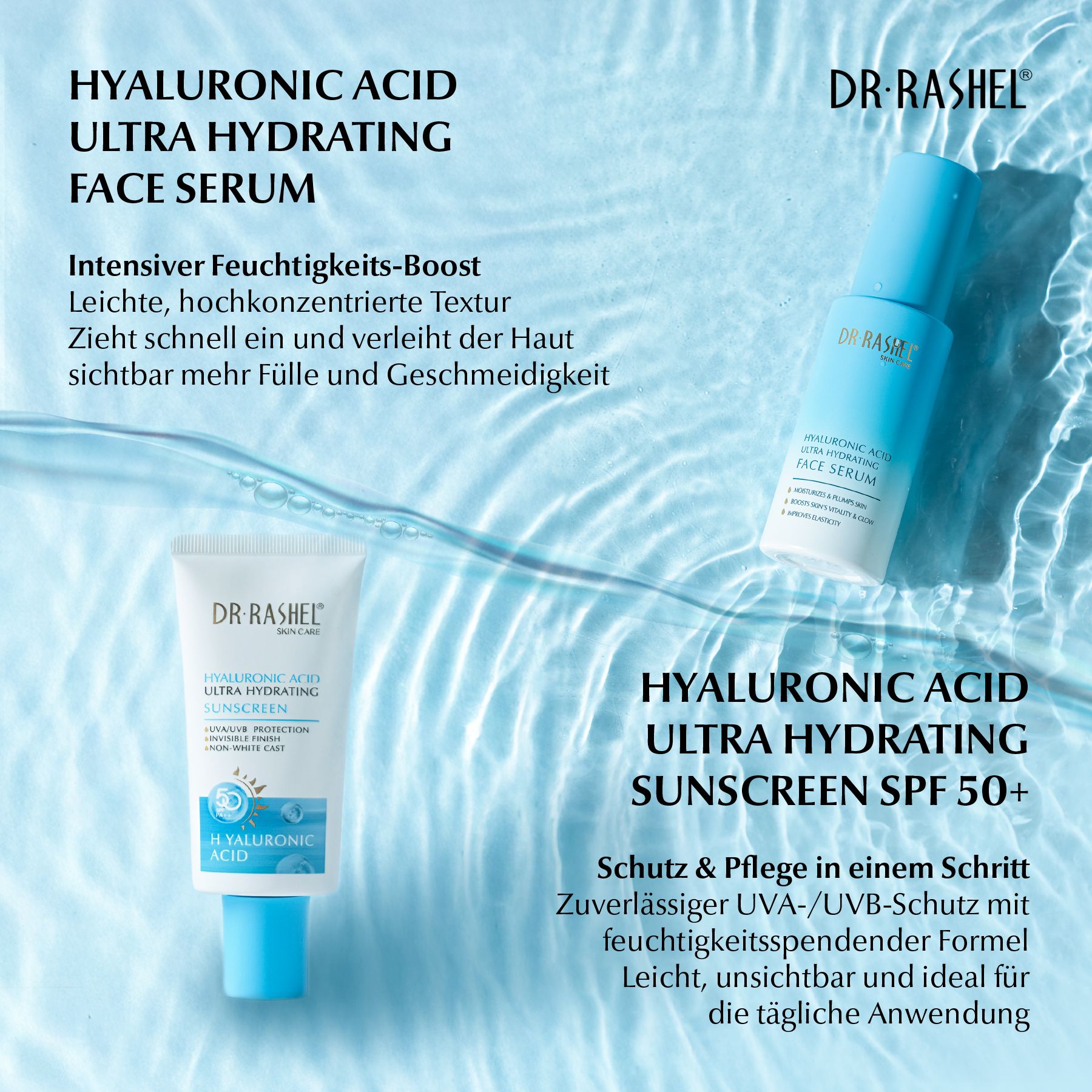 DR RASHEL Gesichtspflege-Set Hyaluronsäure Hyaluronic Acid Serum Cream Toner
