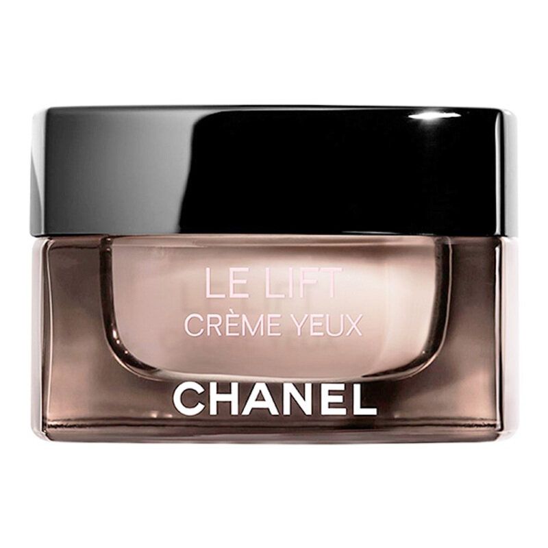 Creme-Dose mit schwarzem Deckel. Aufschrift: LE LIFT CRÈME YEUX und CHANEL.