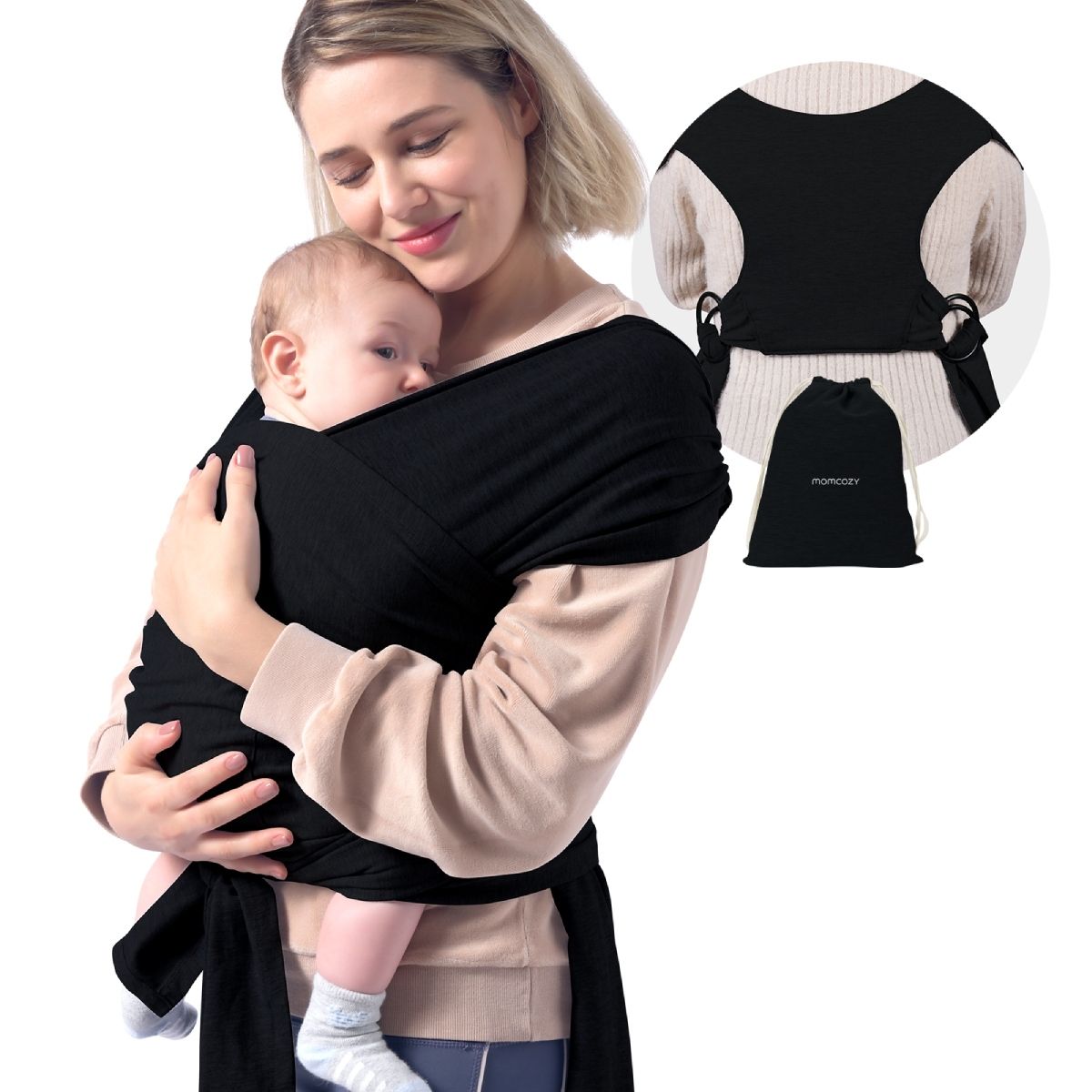 Momcozy Baby Wrap Babytrage Tragetücher, Schwarz