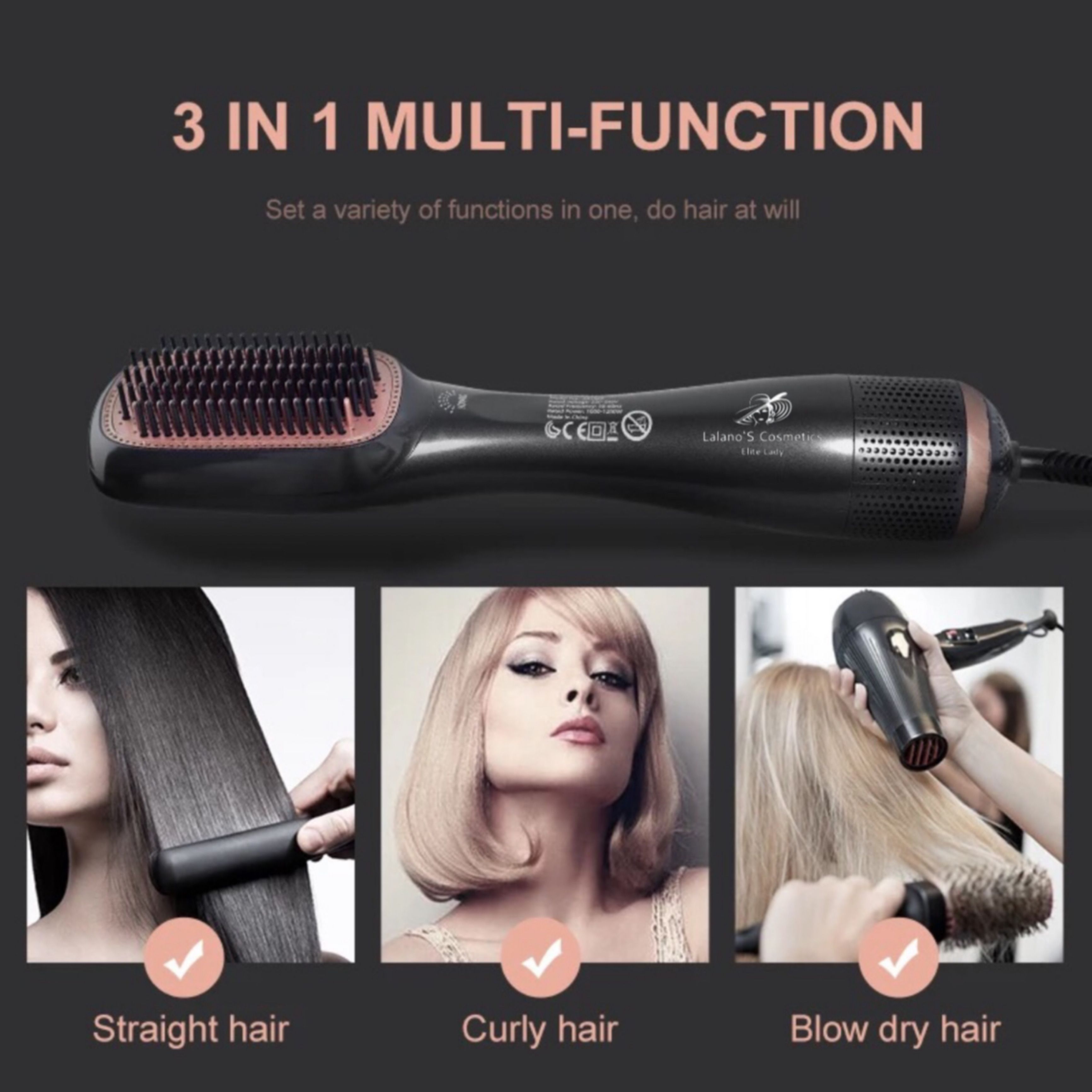 Lalano`S Cosmetics 3 In 1 One Step Volumizer Hair Dryer