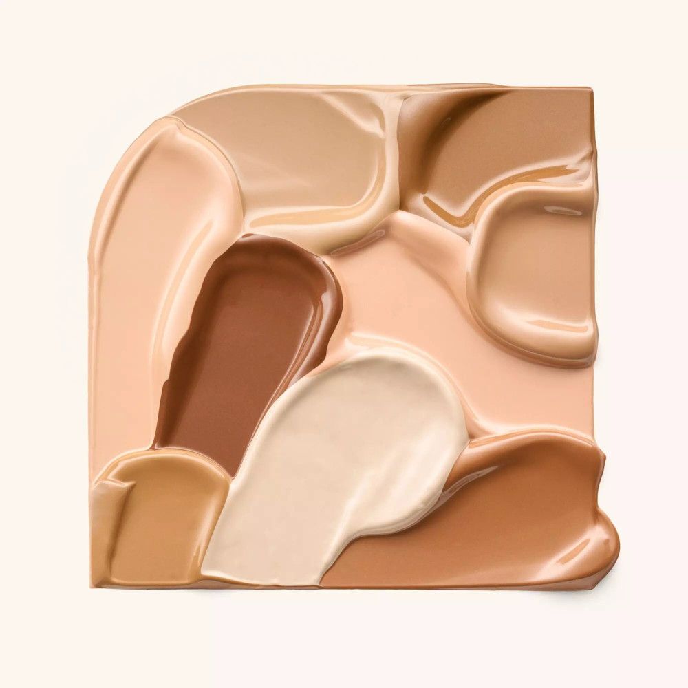 Verschiedene Farbtöne des Filterfluids auf einer quadratischen Oberfläche. Verschiedene Hauttöne.