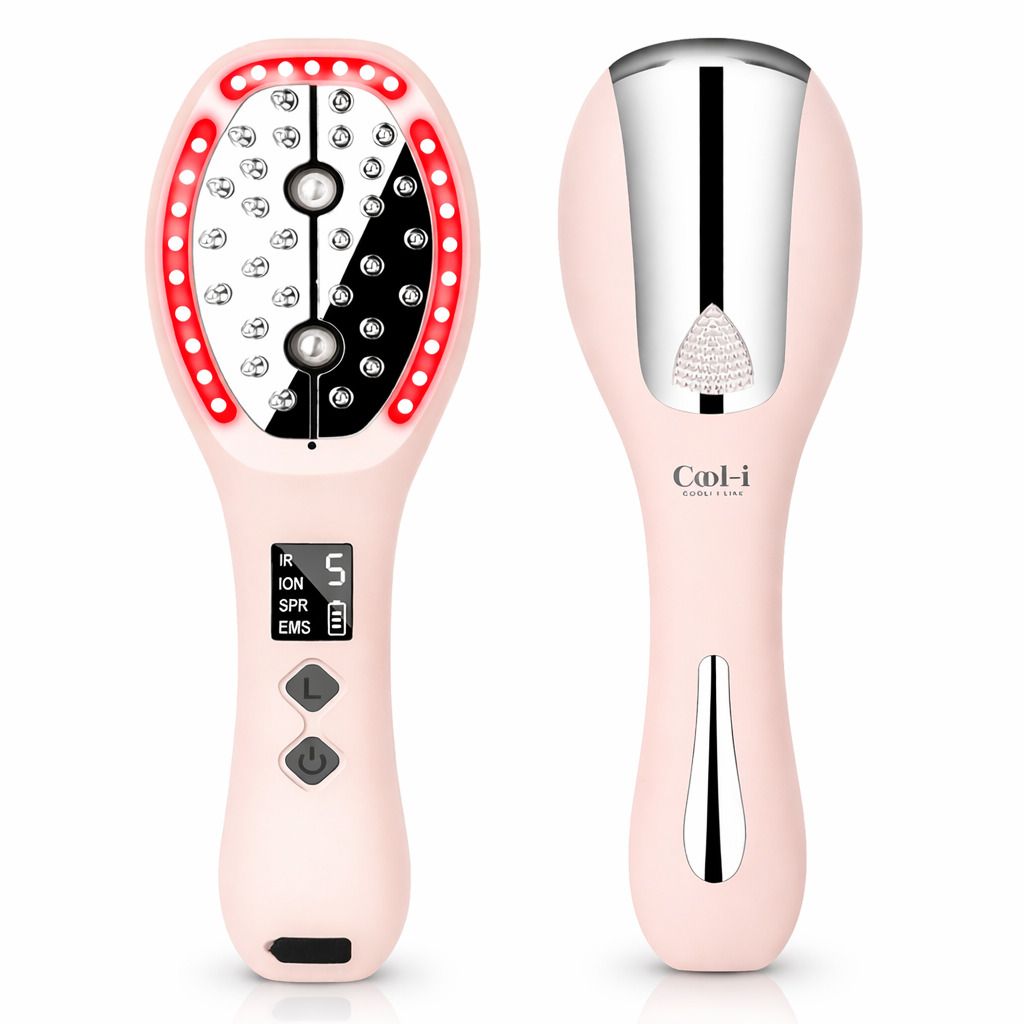 COOL-i 5 in 1 Kopfhaut Massagebürste,LED, Infrarot, EMS, Ionen & Nebel für Kopfhautpflege