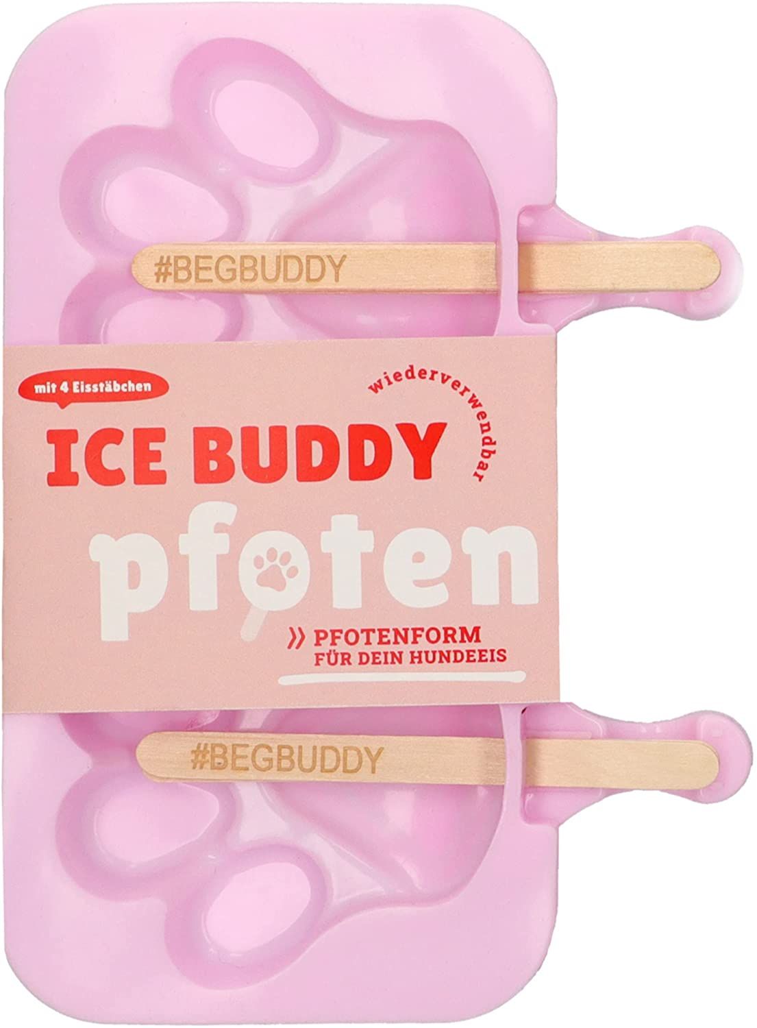 BeG Buddy Hundeeis Form, Eis für Hunde zum Selbermachen, Silikon Pfotenform Hund