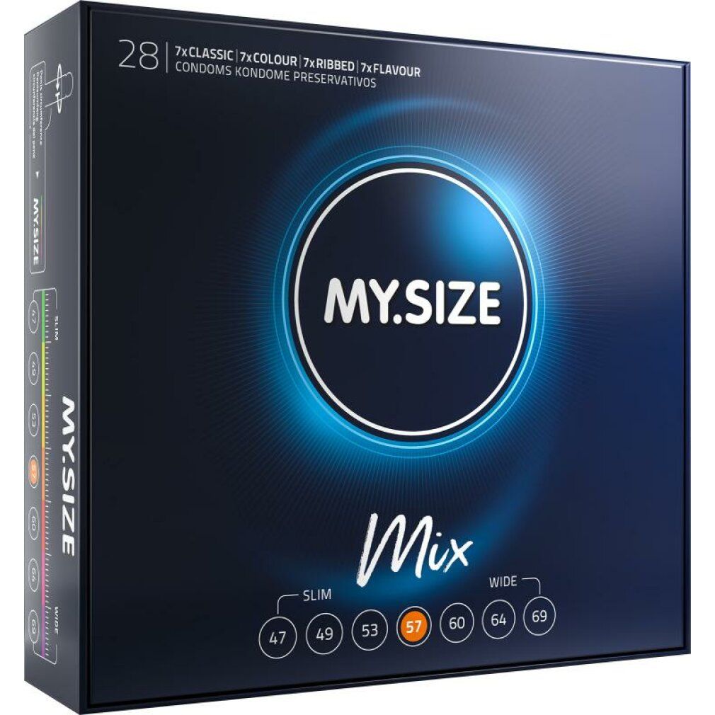 MY.SIZE Mix Kondome: 28 Stück, Größe 57mm. Hervorragende Qualität.