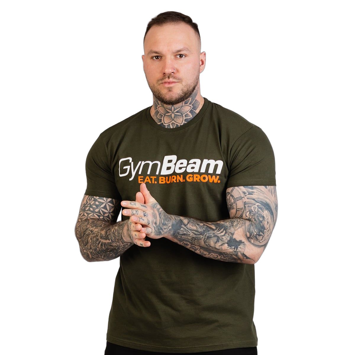 GymBeam Grow T-Shirt Herren Regular Kurzarm Military Green 1 St