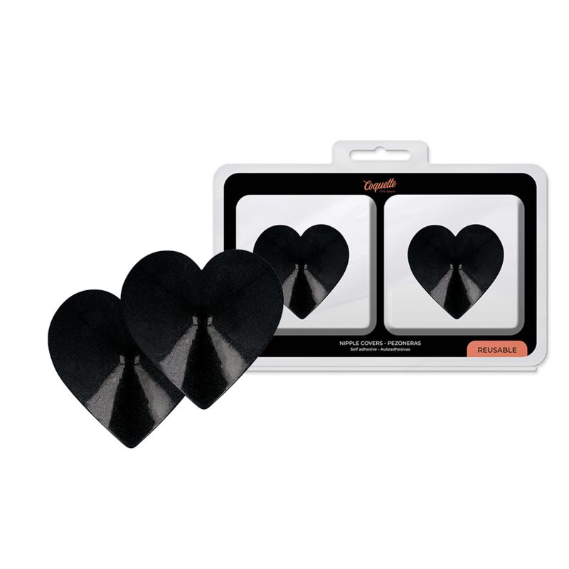 Coquette - Nippelabdeckungen mit schwarzen Herzen 1 St