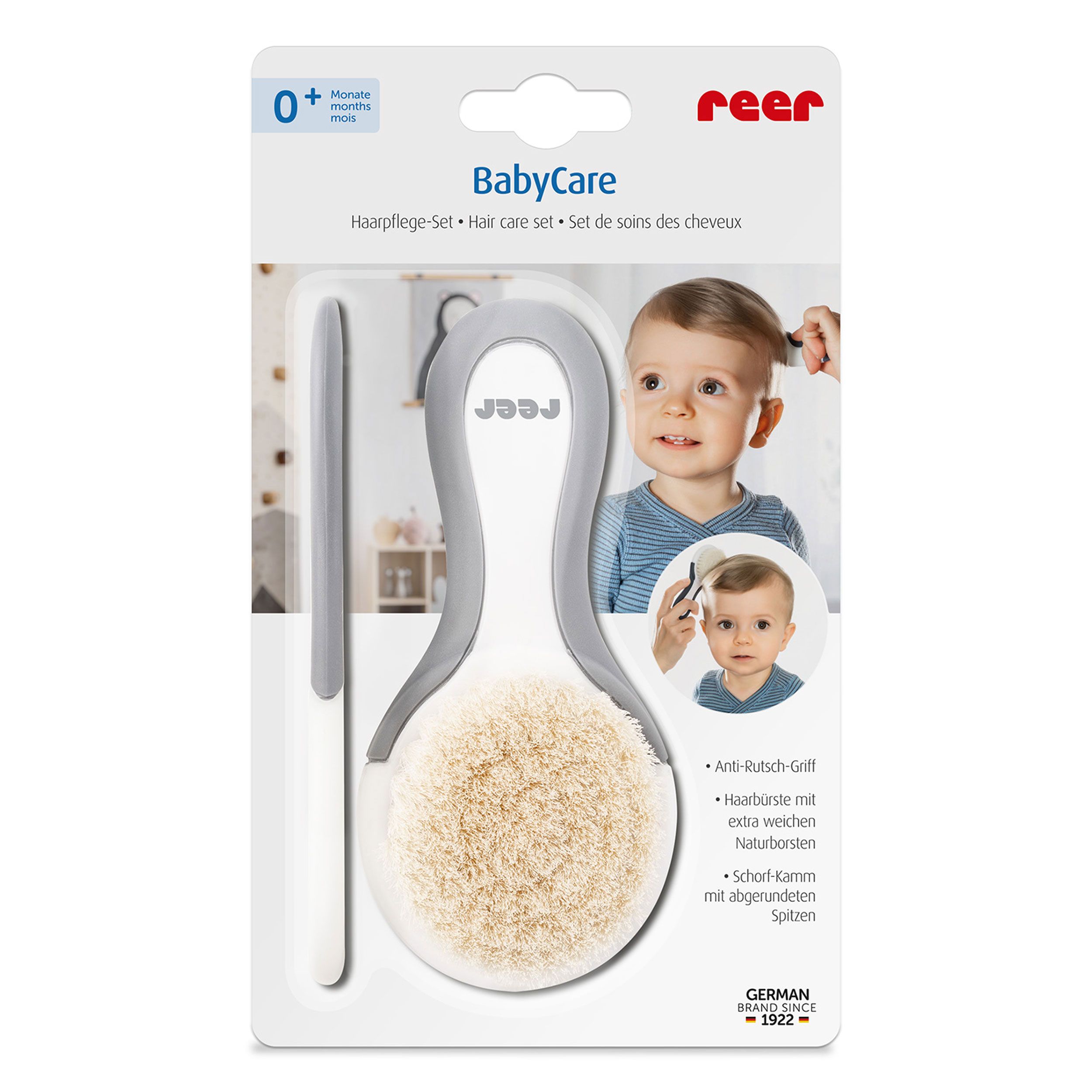 reer BabyCare Haarpflege-Set, 2-tlg., Bürste, Kamm, Haarbürste, Naturborsten