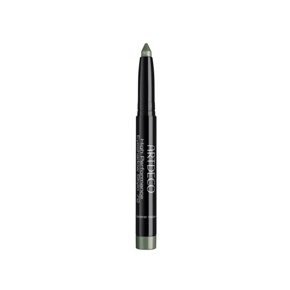 Artdeco High Performance Eyeshadow Stylo 72. Grüner Stift mit schwarzem Gehäuse. Produktname und Marke sichtbar.