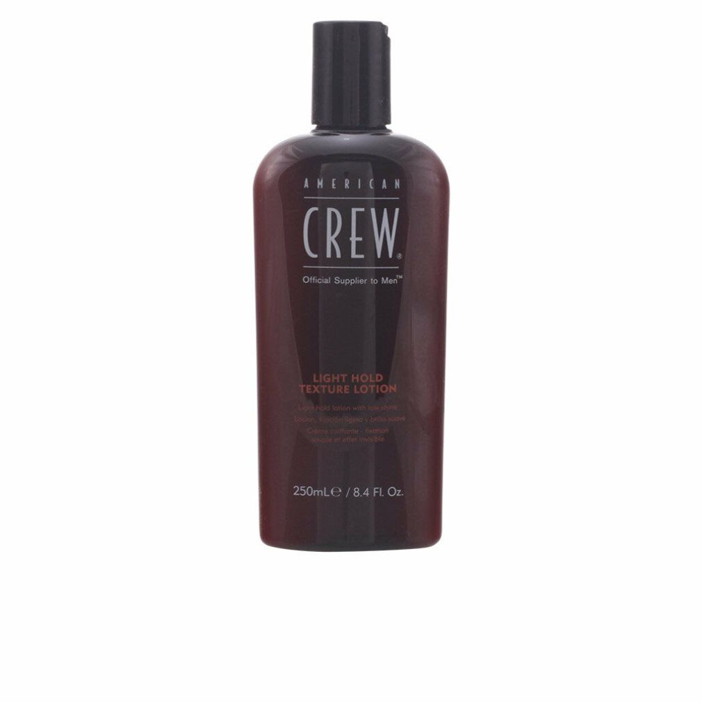 American Crew Classic Light Hold Texture Lotion in brauner Flasche mit schwarzem Deckel.
