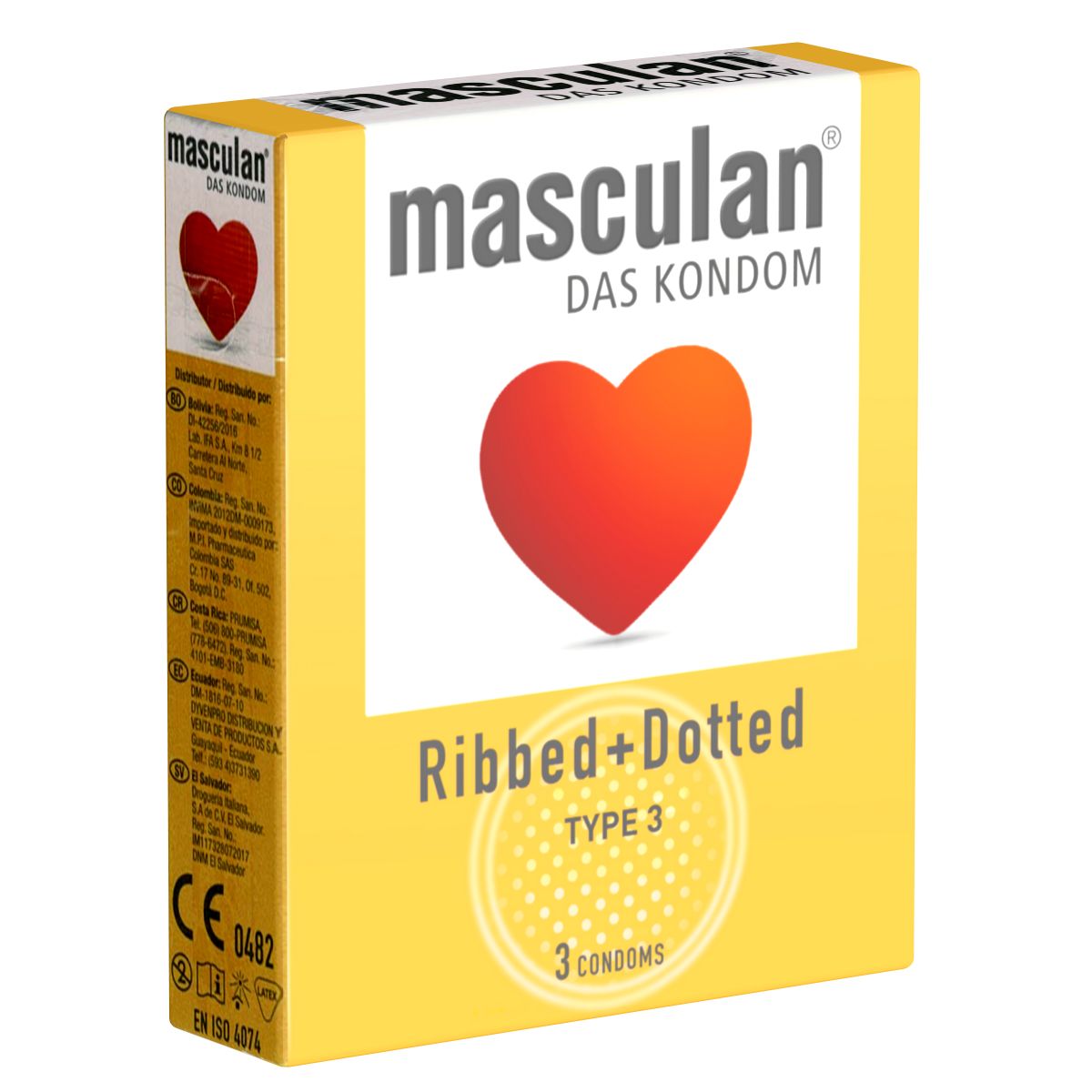 Masculan *Typ 3* (ribbed/dotted) gerippt-genoppte Kondome für mehr Gefühl