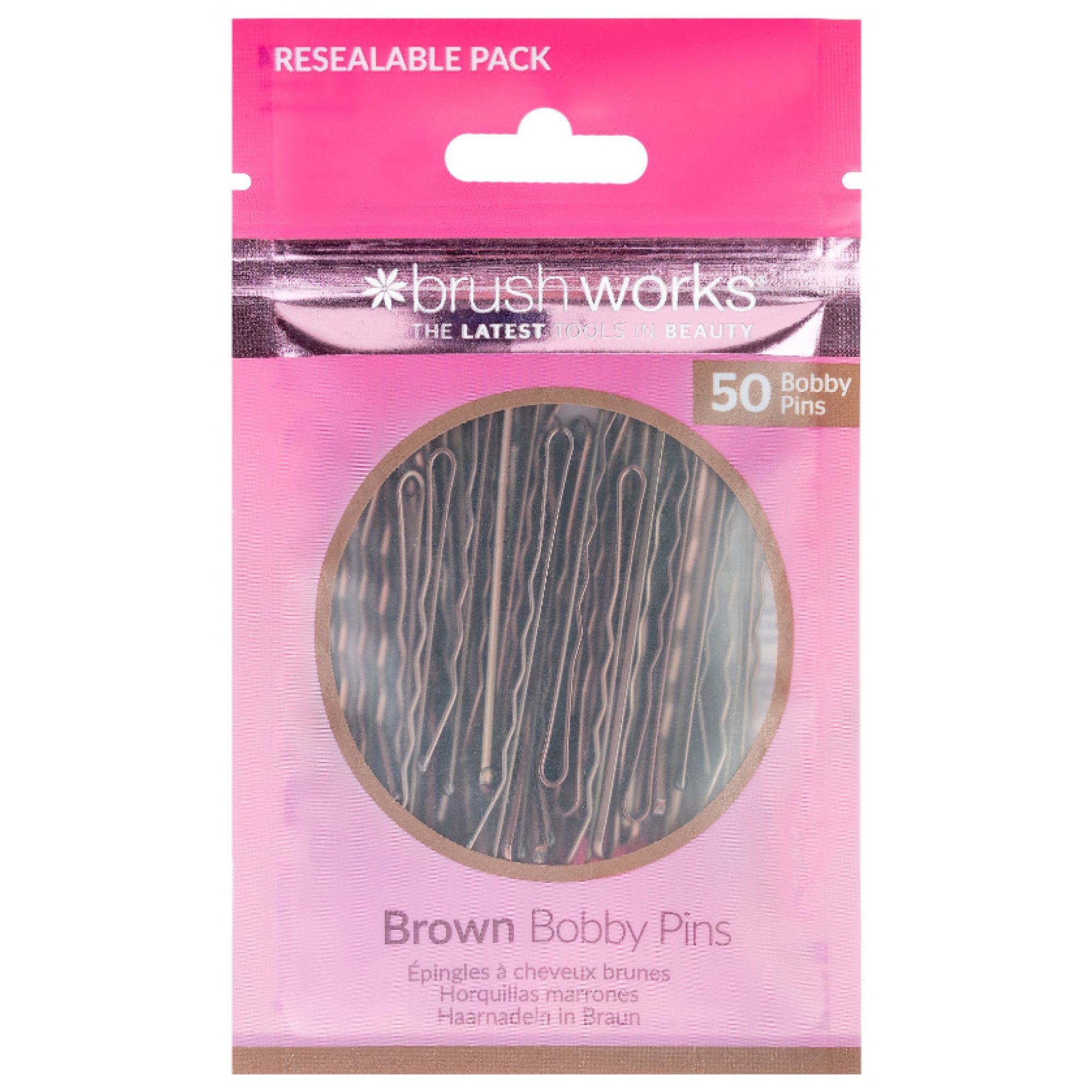 Brushworks 50 Haarnadeln (Farbe : Braun) 7,8x1,5x13,1 cm