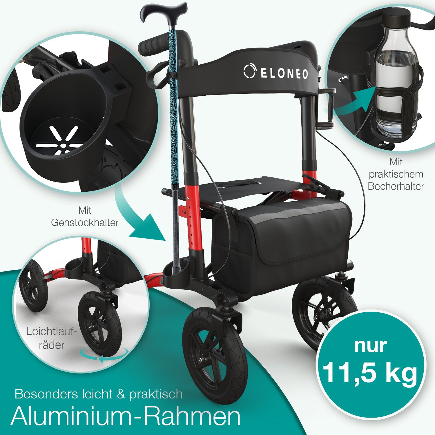 ELONEO Outdoor Rollator mit Luftbereifung