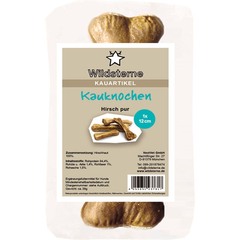 Wildsterne Kauknoten, Hirsch pur, 1x 12 cm.