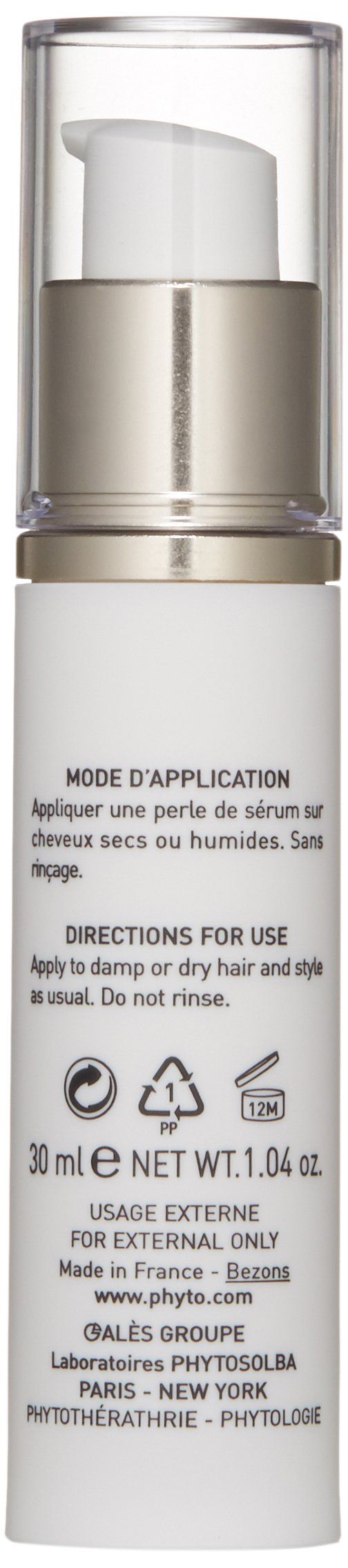 Produktflasche mit Dosierkopf. Aufschrift: 30 ml, 1.04 oz. Gebrauchsanweisung in Französisch und Englisch.
