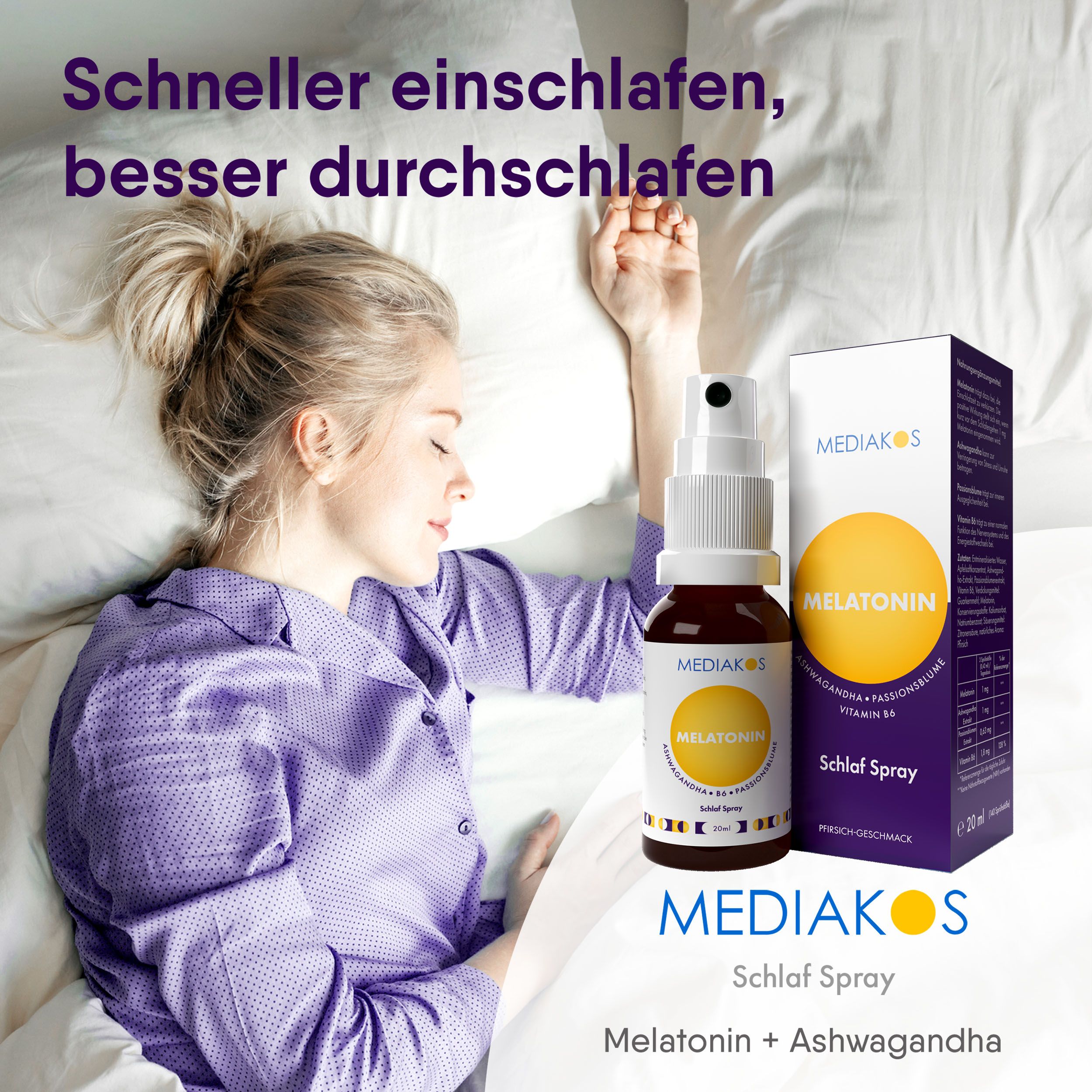 Mediakos® Melatonin Ashwagandha Schlaf Spray