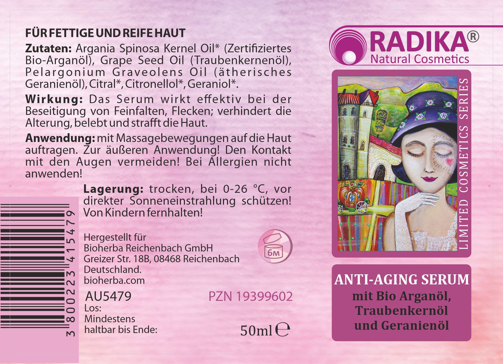 Bioherba Anti-Aging Serum- Bio Arganöl  Traubenkern-& Geranienöl