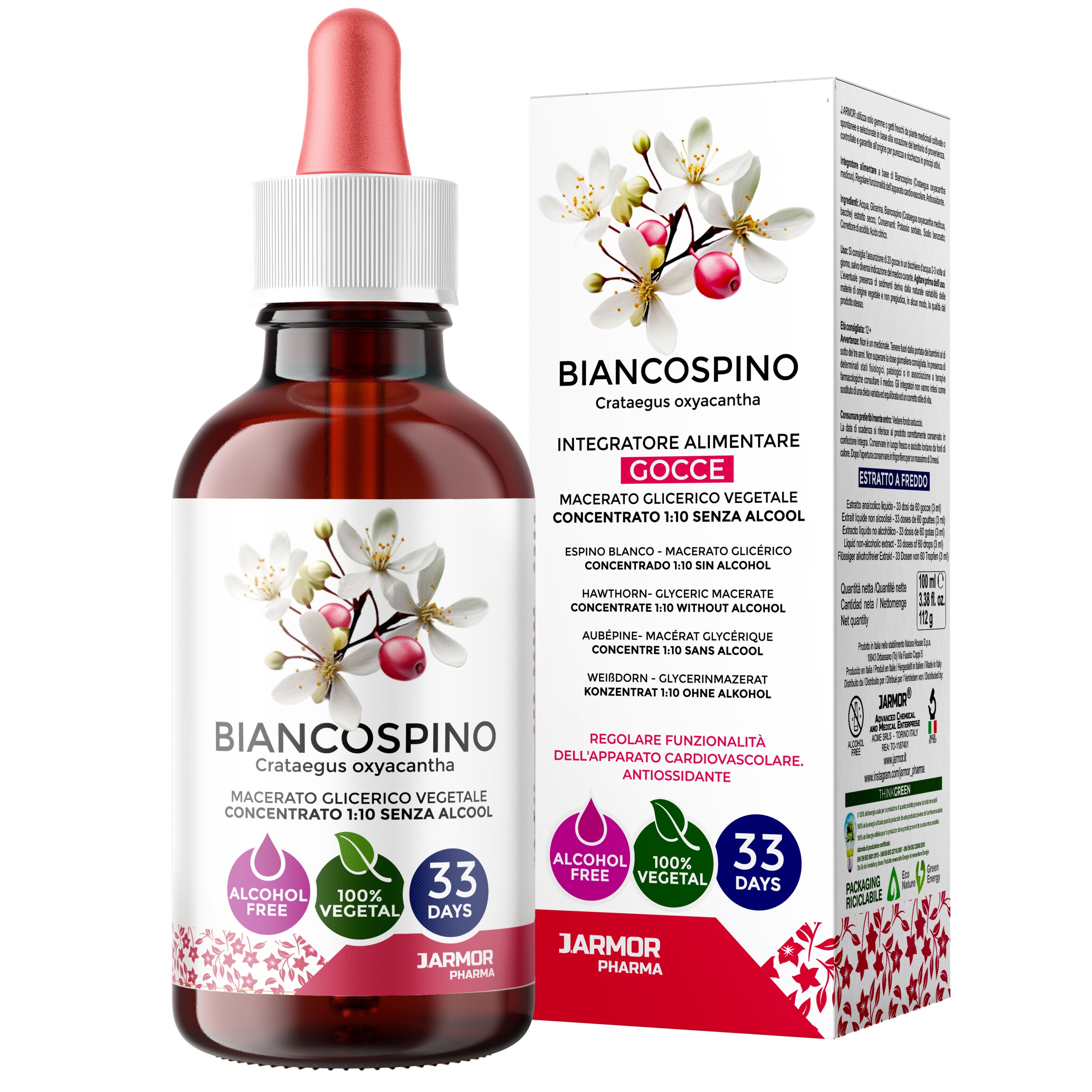 Biancospino Gocce 100ml - Macerato Glicerico - Calma e Cuore - Benessere Cardiovascolare