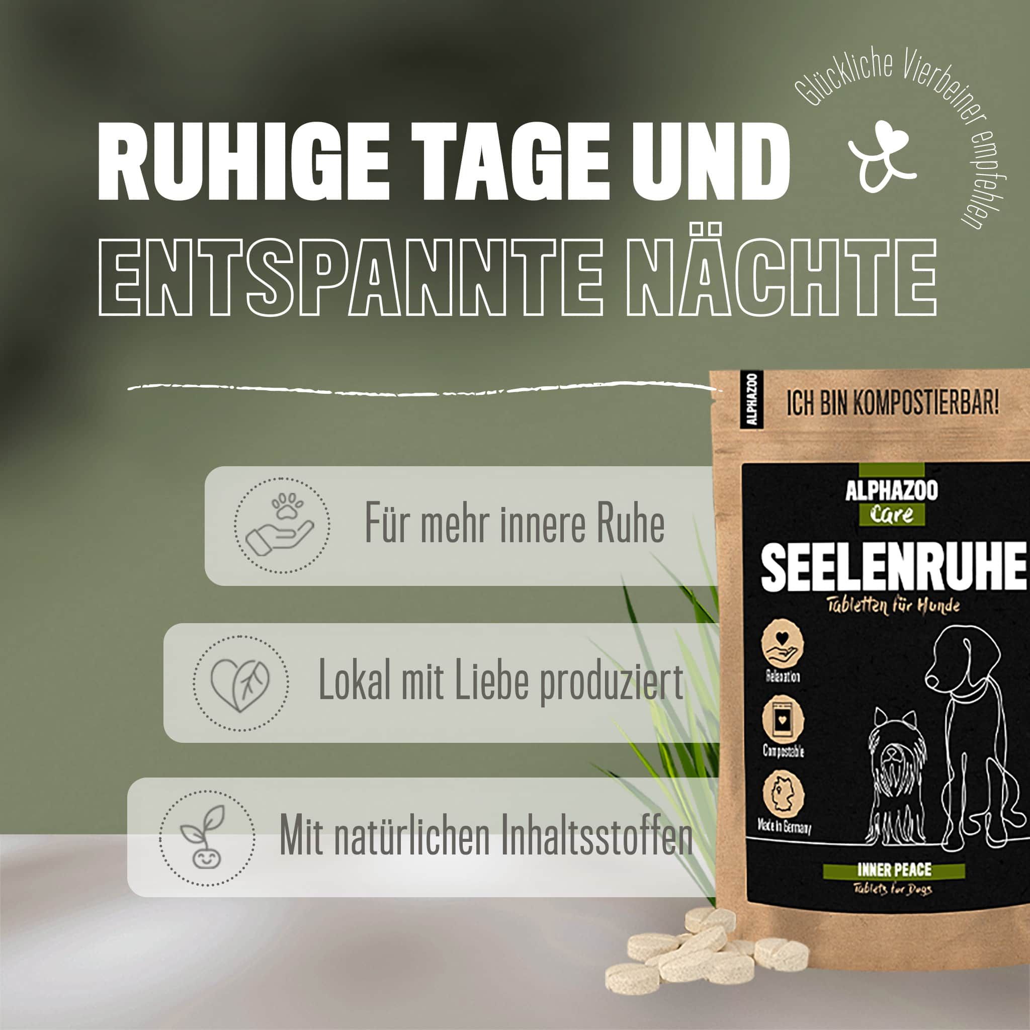 ALPHAZOO Seelenruhe Tabletten I Beruhigungsmittel Hunde I Beruhigung mit Baldrian I Anti Stress