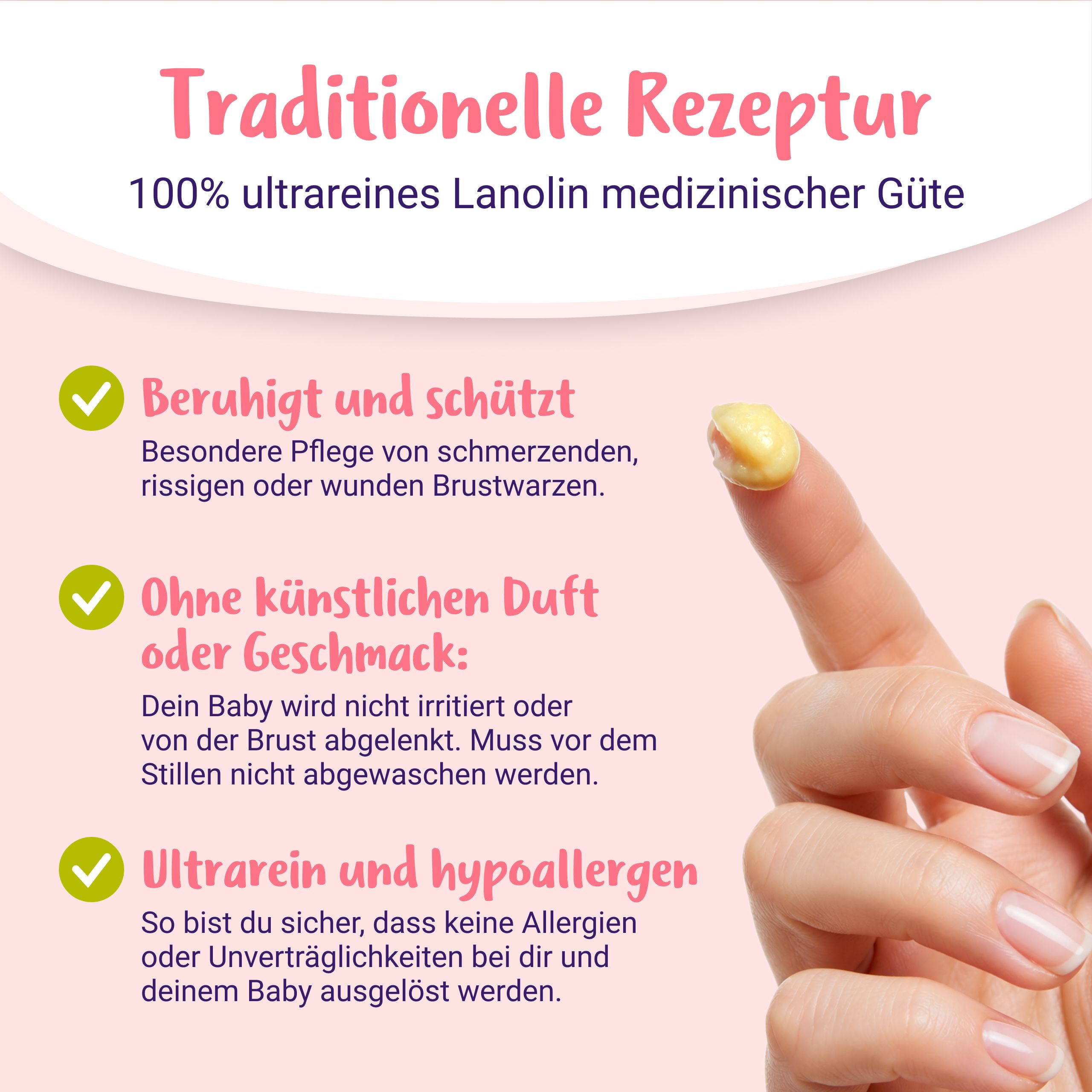 PregniVital Lanolin Salbe: Beruhigt, schützt, ultrarein, hypoallergen. Ohne Duft/Geschmack.