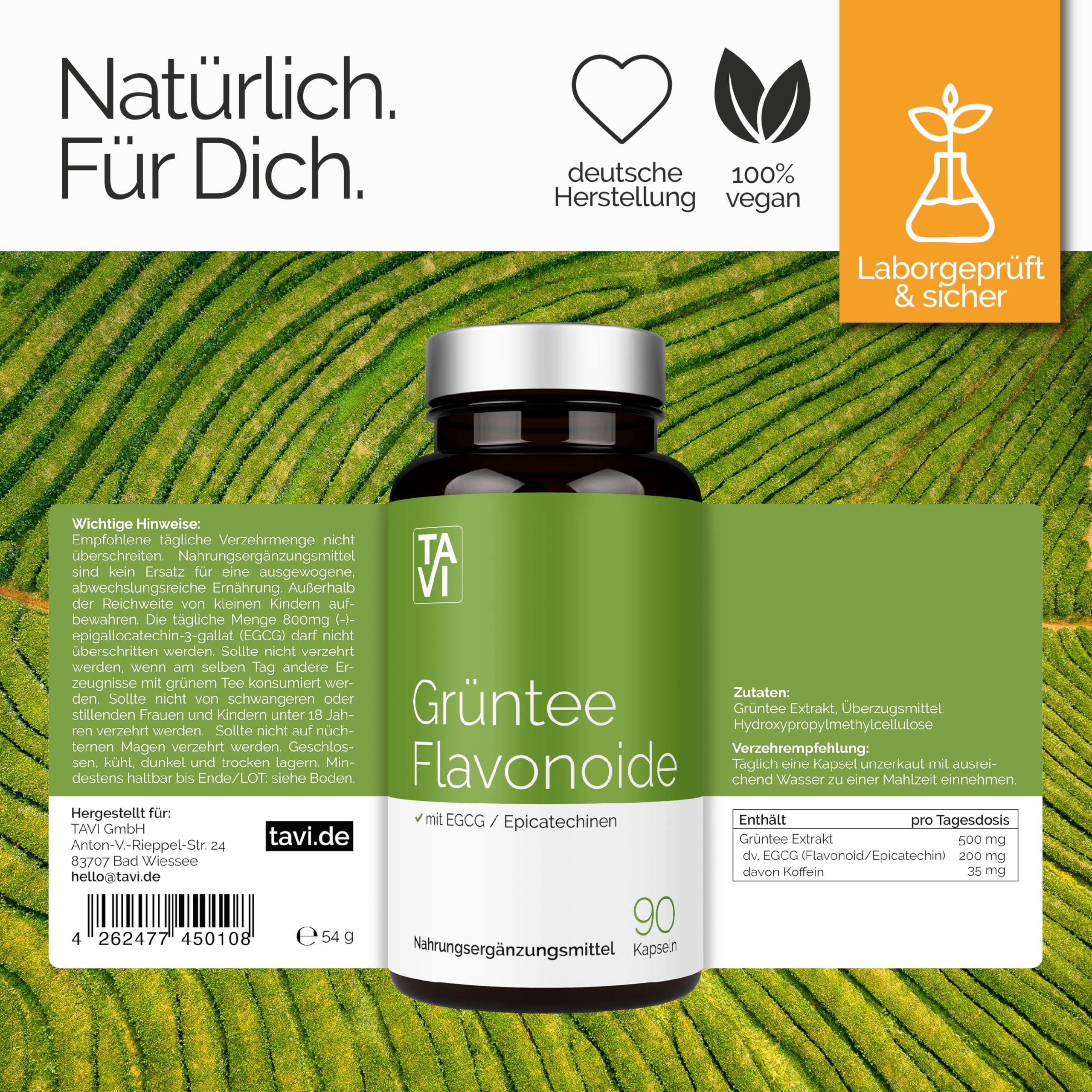 TAVI® Grüntee Flavonoide Kapseln (Grüntee-Extrakt, EGCG, Catechine)