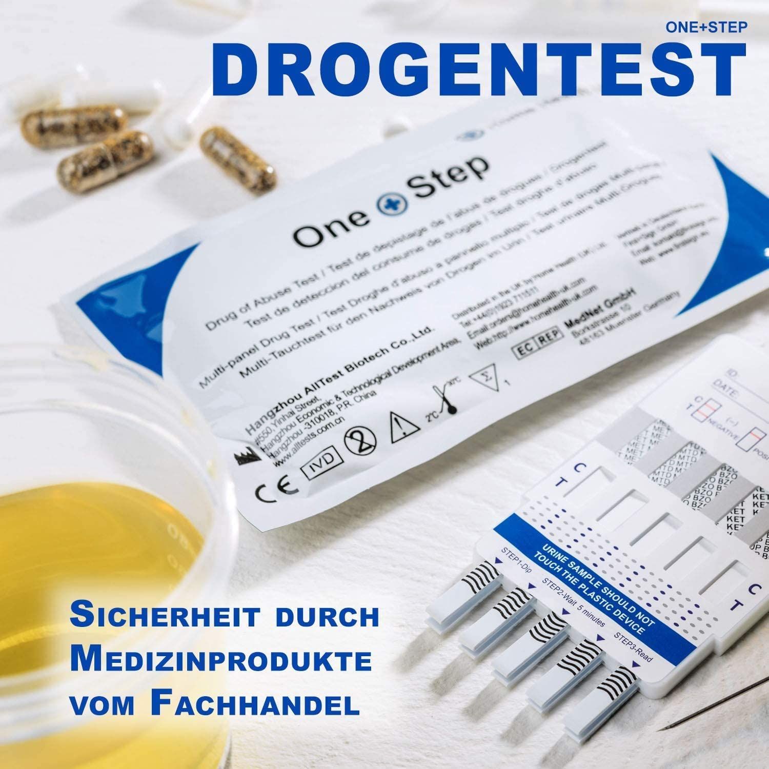 One+Step Drogentest für 7 Drogenarten (COC/THC/OPI/AMP/MTD/BZO/MET) SchnelltestTestkassette