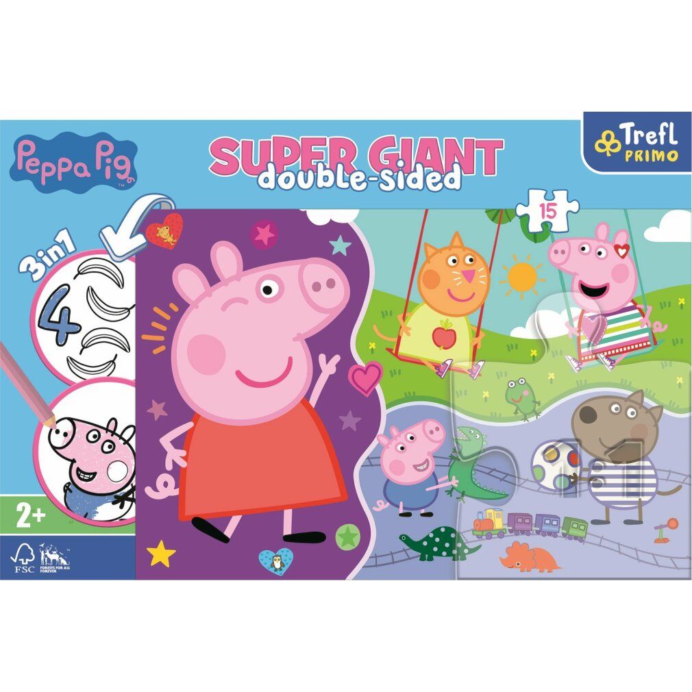 trefl Doppelseitiges Puzzle Peppa Pig super giant 15 Teile