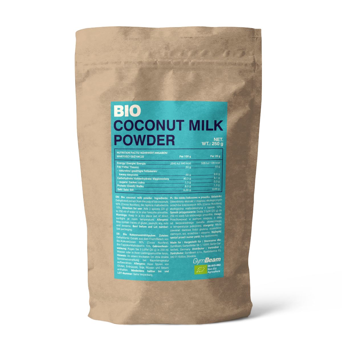 GymBeam BIO Kokosnussmilchpulver vegan 250 g