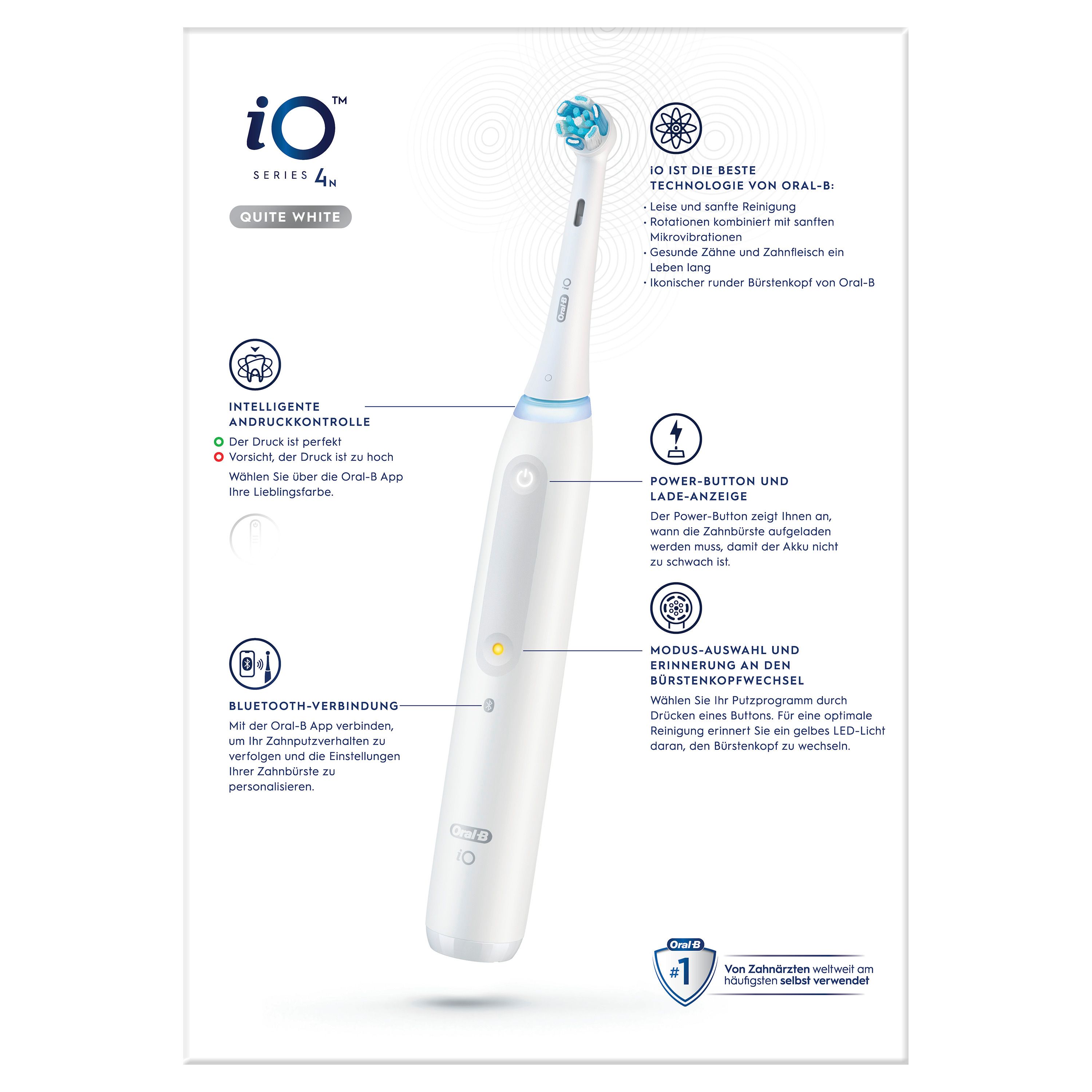 Oral-B - Elektrische Zahnbürste "iO Series 4 + Reiseetui" in Quite White