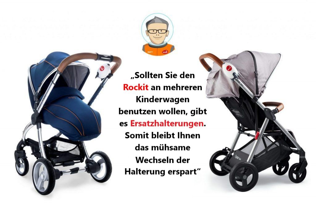 Rockit - Kinderwagenschaukler (batteriebetrieben) mit Halterung passt auf jeden Kinderwagen