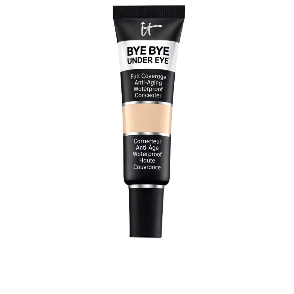 It Cosmetics Bye Bye Under Eye Concealer. Tube mit hellbraunem Concealer. Schwarzer Deckel und Schriftzug.