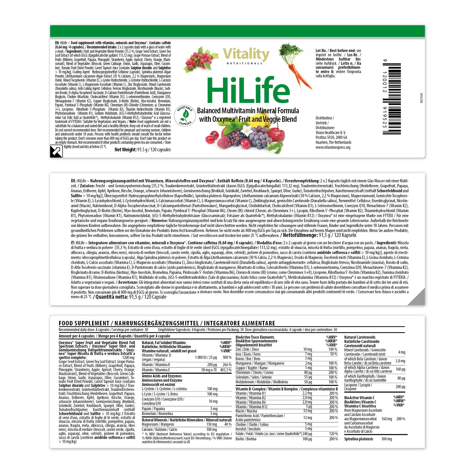 Vitality Nutritionals HiLife - Multivitamin 45 g Kapseln