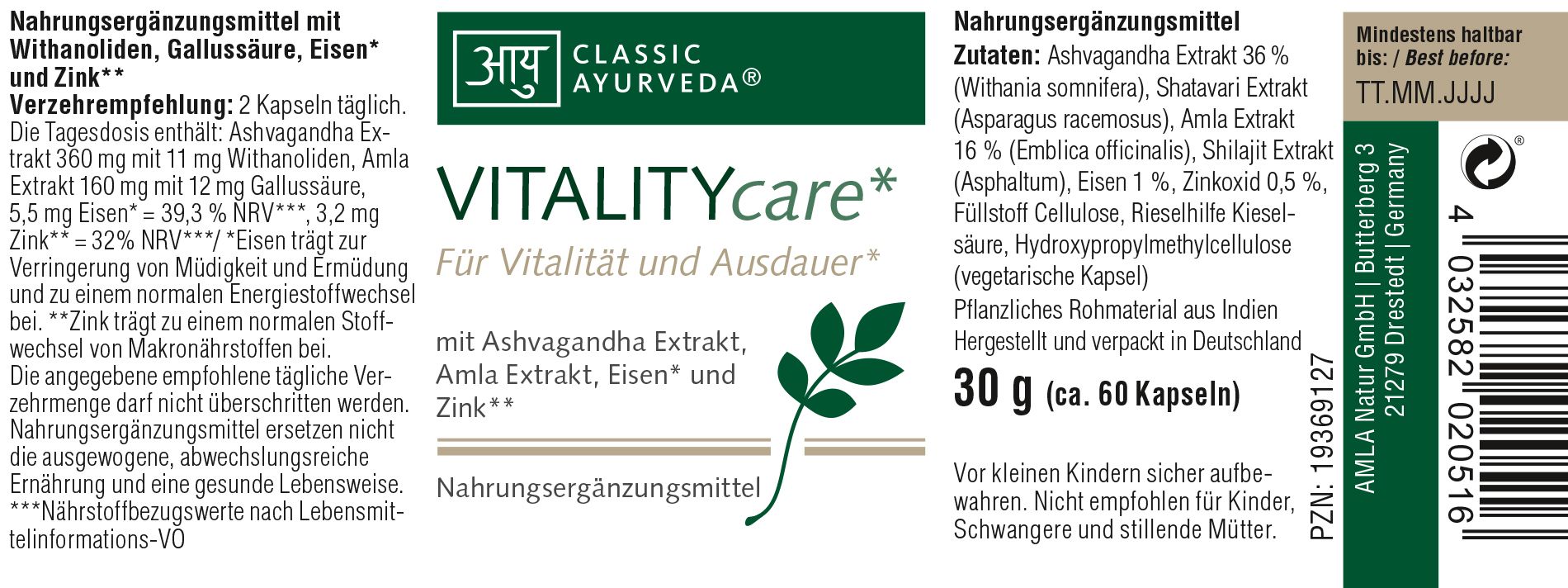 Classic Ayurveda - VITALITYcare* 30 g