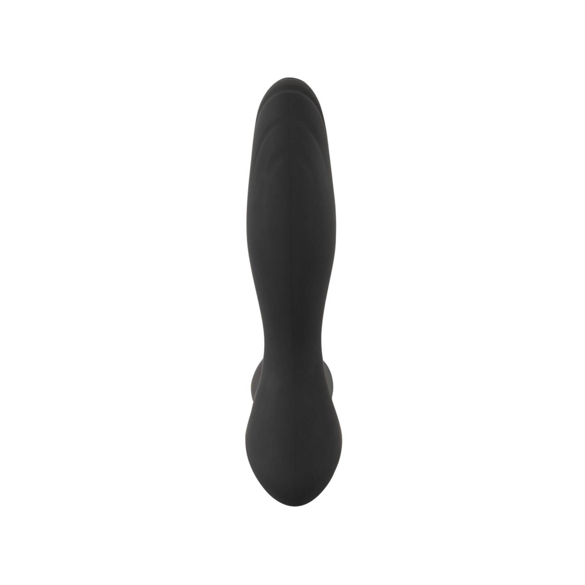 Schwarzer Prostate Butt Plug. Längliche Form mit abgerundeter Spitze.