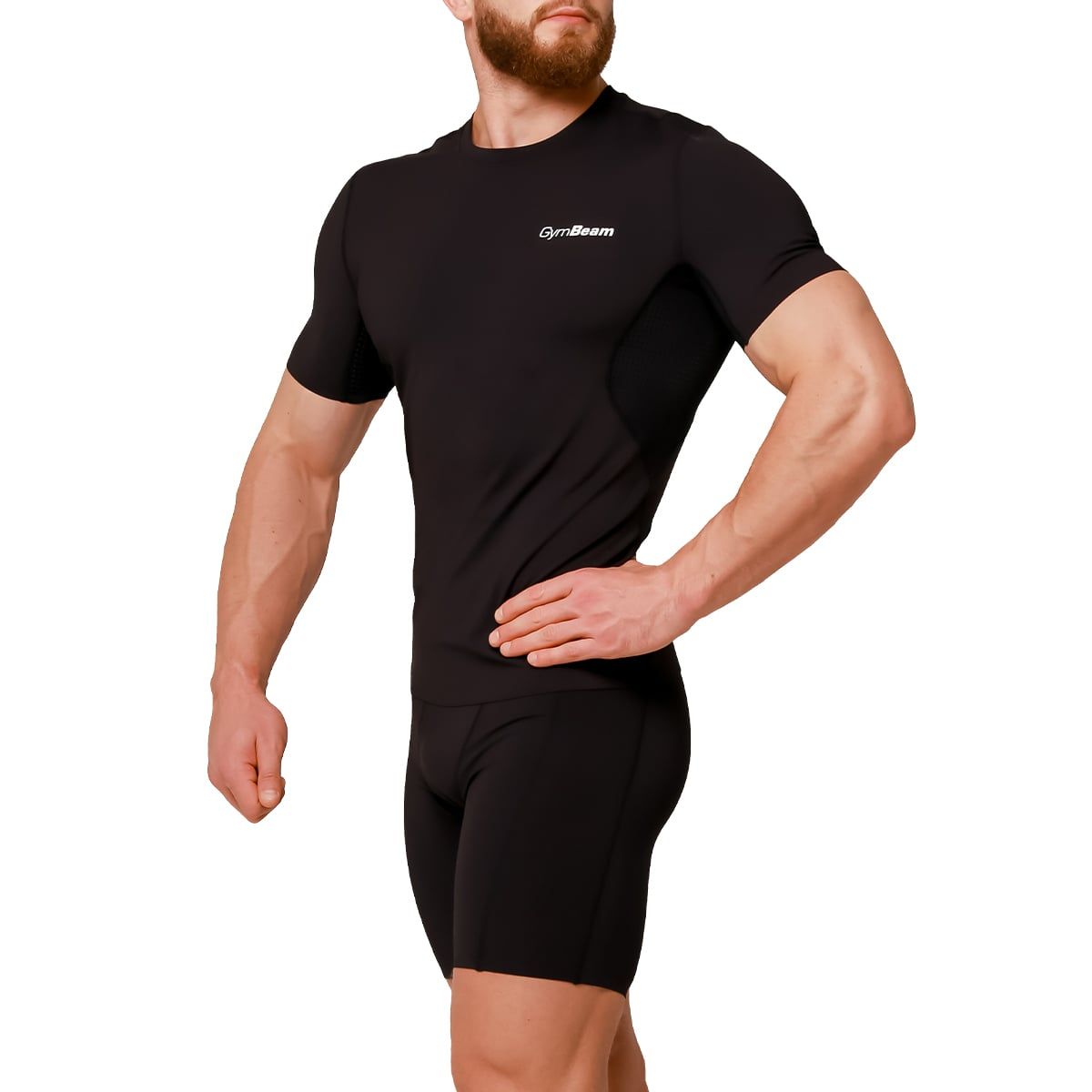 GymBeam Shorts Herren Slim mit Taschen Black Mid Kompression