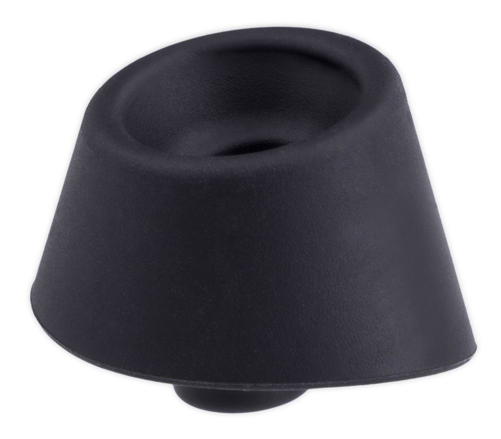 Schwarze Ersatzkappe. Kegelförmig mit zentraler Öffnung. Unterseite mit kleinem Vorsprung.