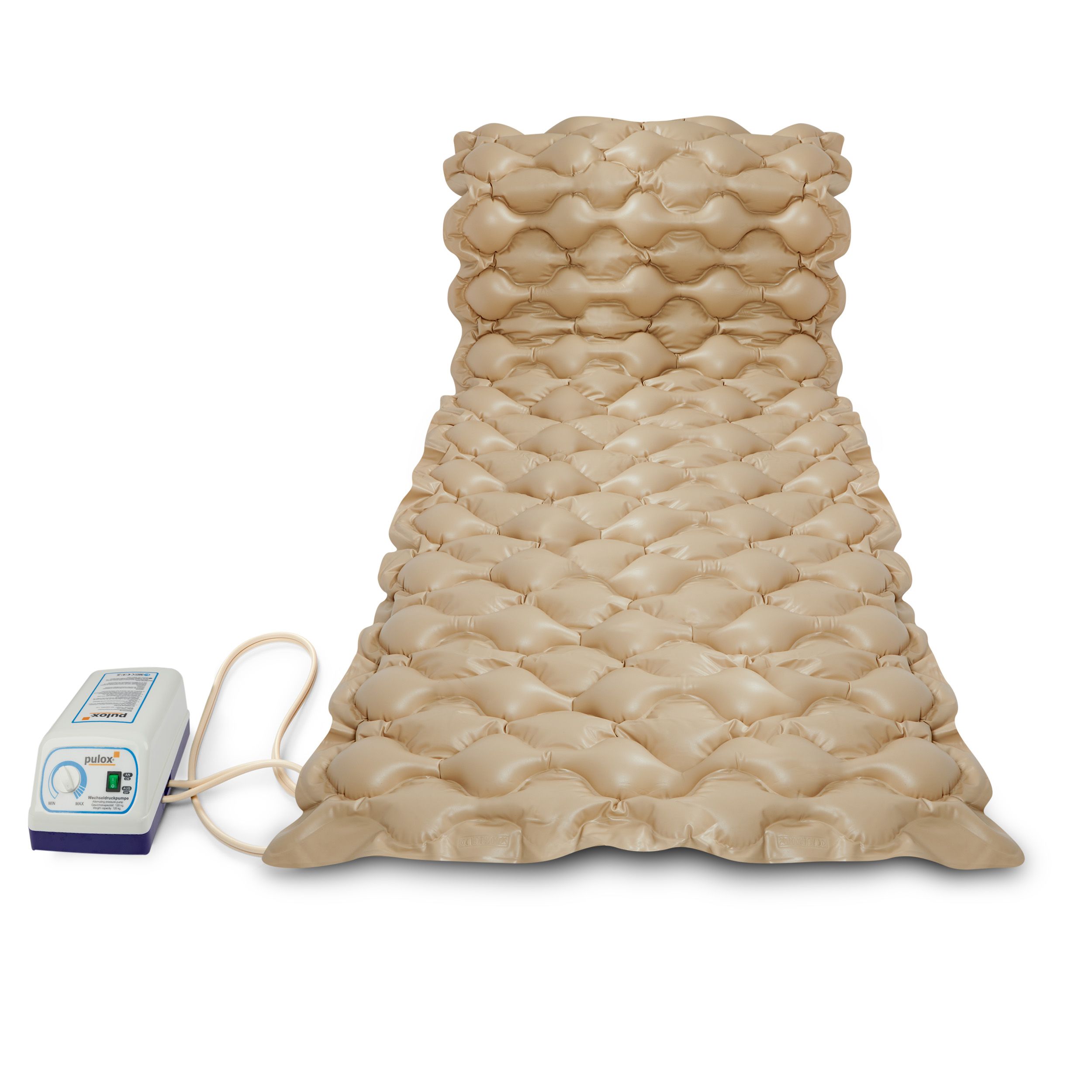 Pulox Antidekubitusmatratze mit Pumpe - Wechseldruckauflage - bis 120 kg - Beige