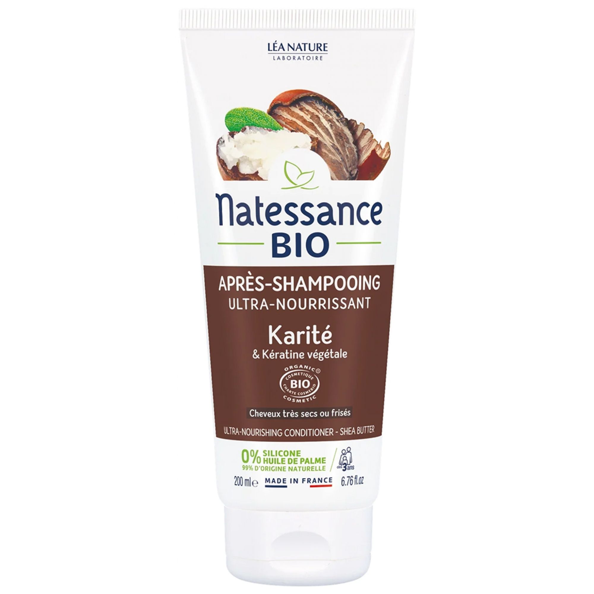 Natessance Ultra-nährende Bio-Sheabutter und Pflanzliches Keratin-Spülmittel 7,7x4,5x18,5 cm