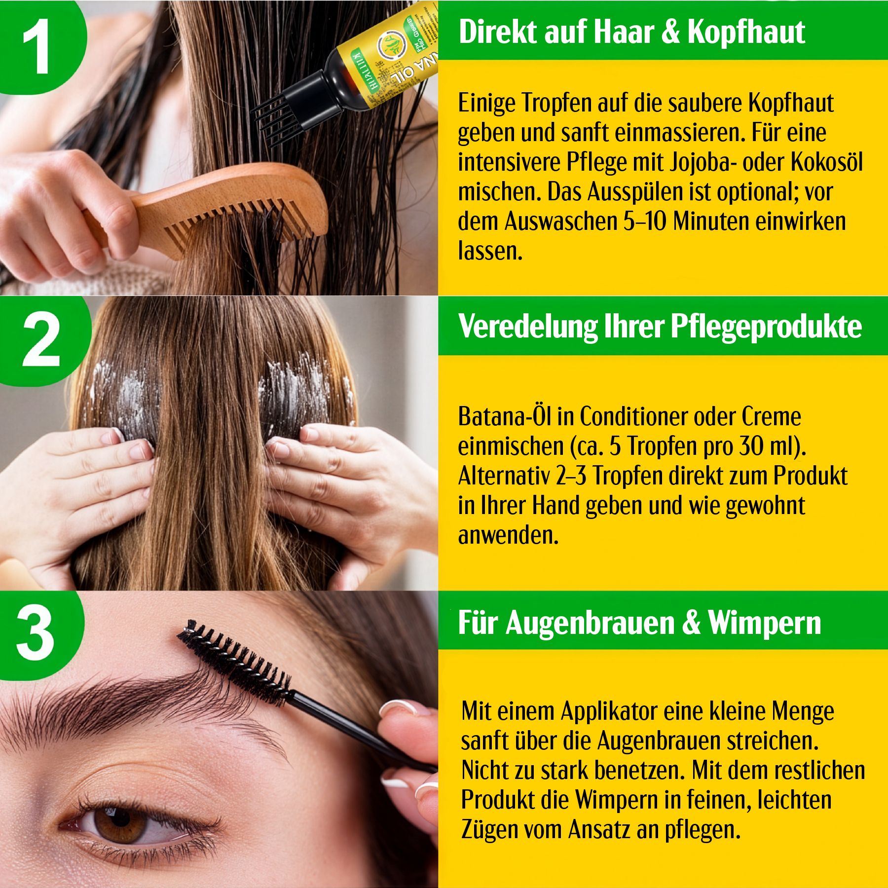 P-beauty Batana Haaröl für Haarwachstum Wimpern Augenbrauen
