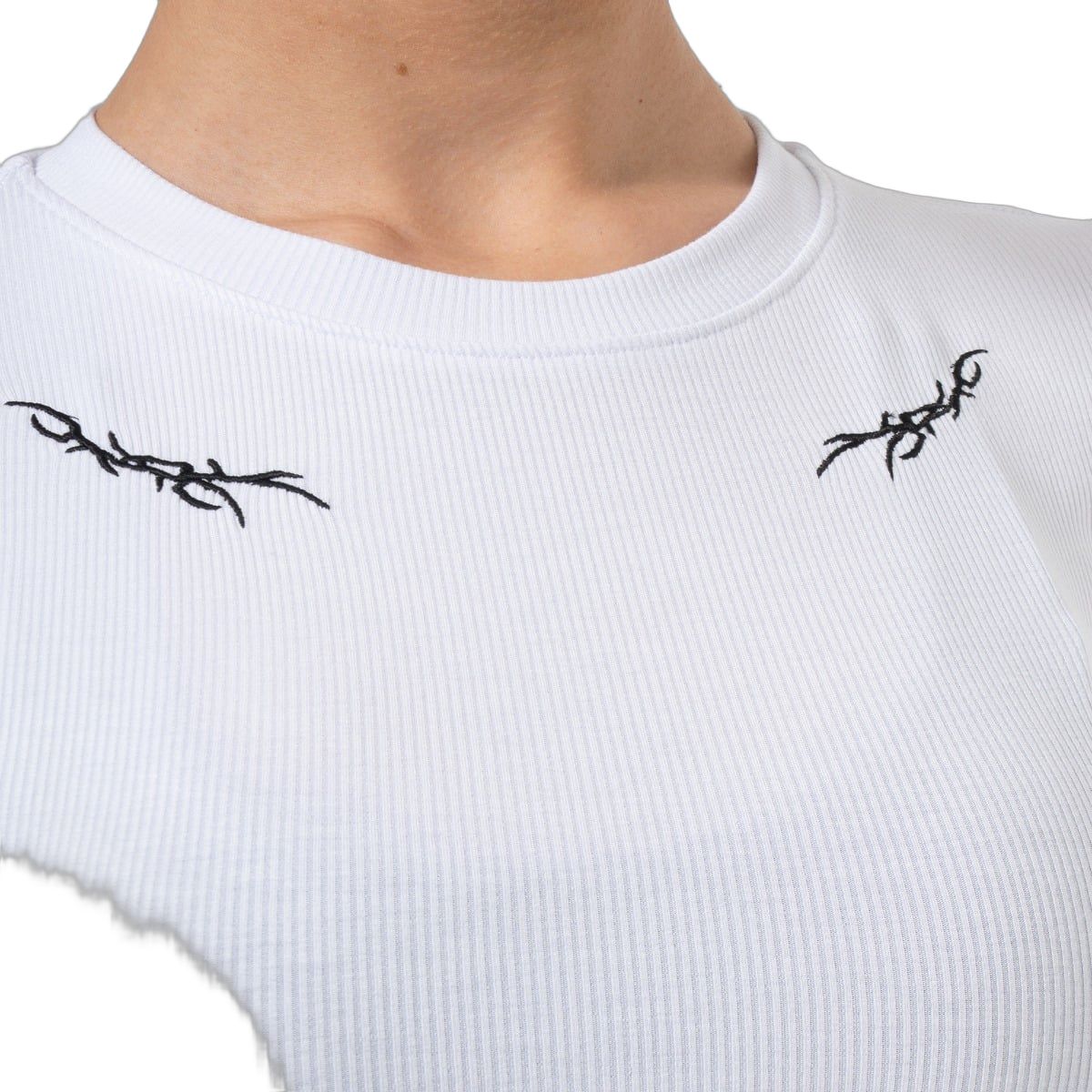 GymBeam T-Shirt Damen slim gerippt mit rundem Ausschnitt in Weiß