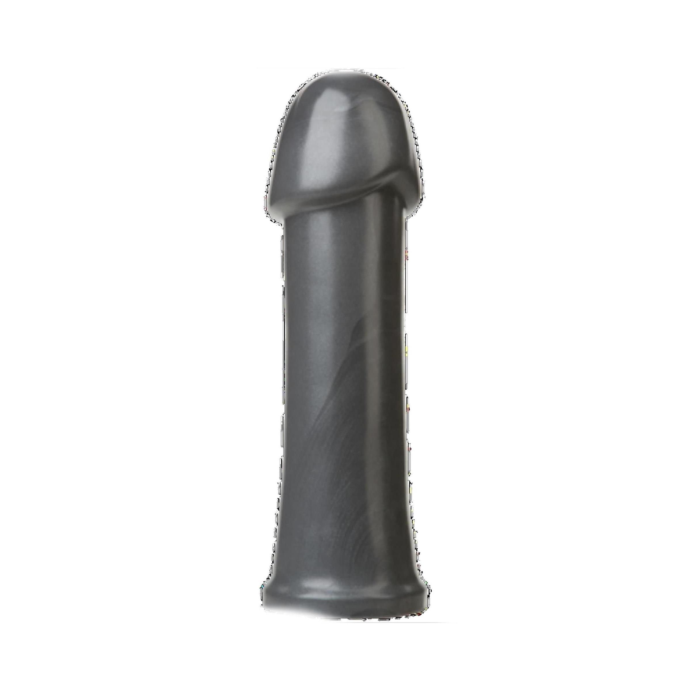 Schwarzgrauer Butt Plug. Zylindrische Form mit abgerundeter Spitze und Basis.