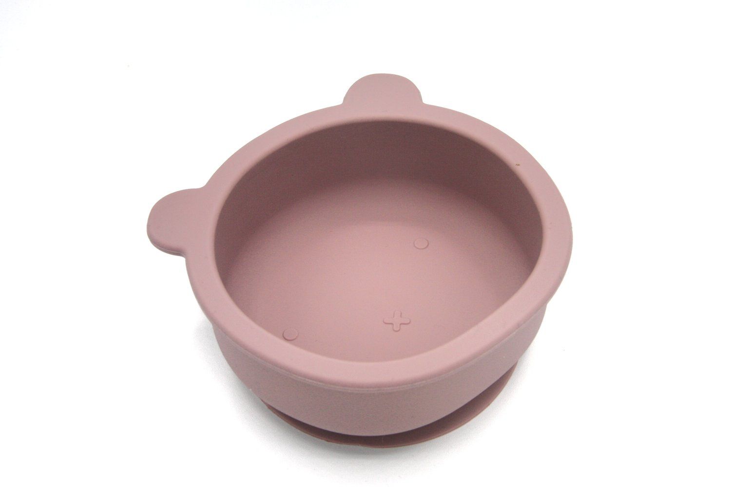 Mauve Schüssel mit zwei Ohren, Saugnapf am Boden. Aus Silikon.