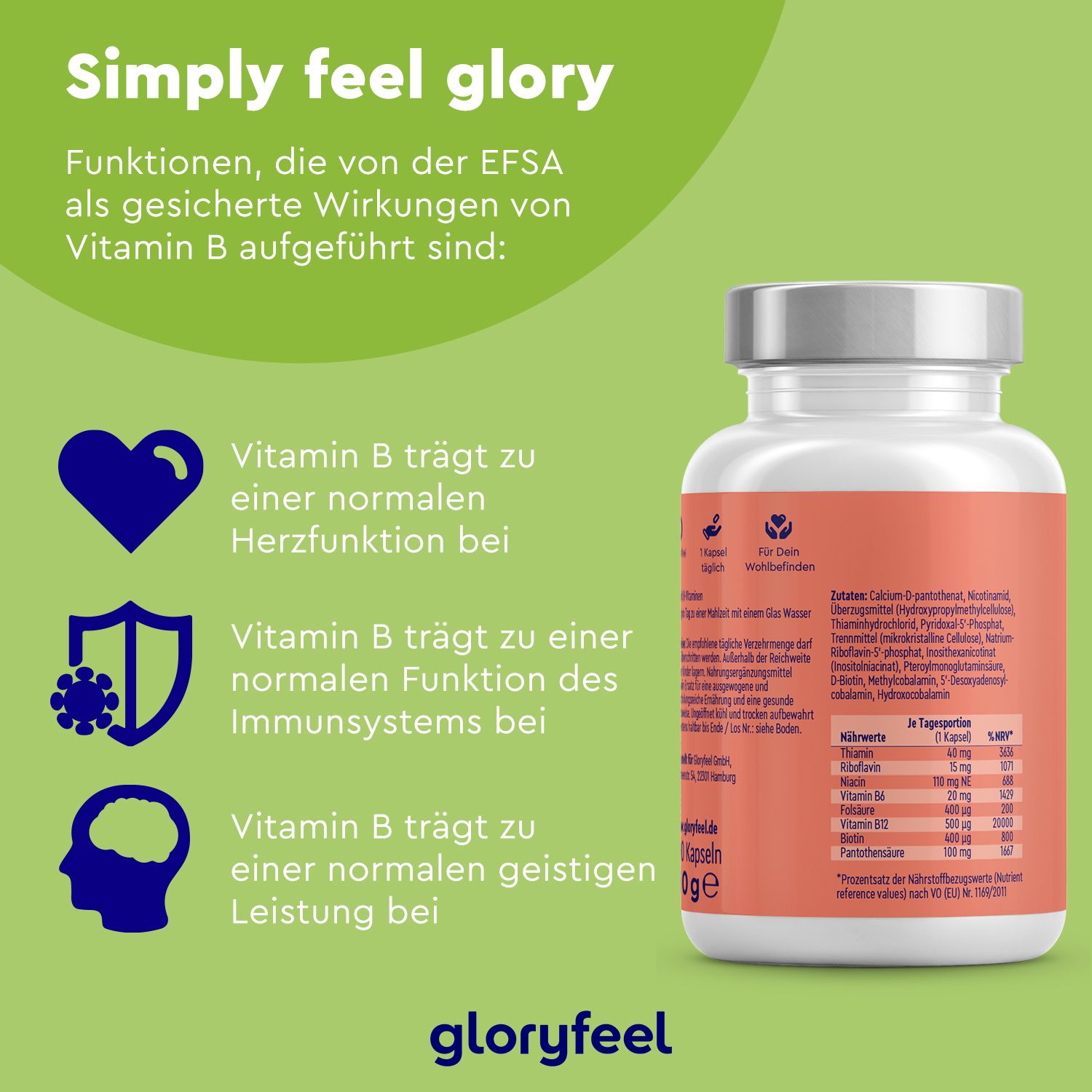 gloryfeel® Vitamin BKomplex Nature 500 µg B12 200 St shopapotheke.at