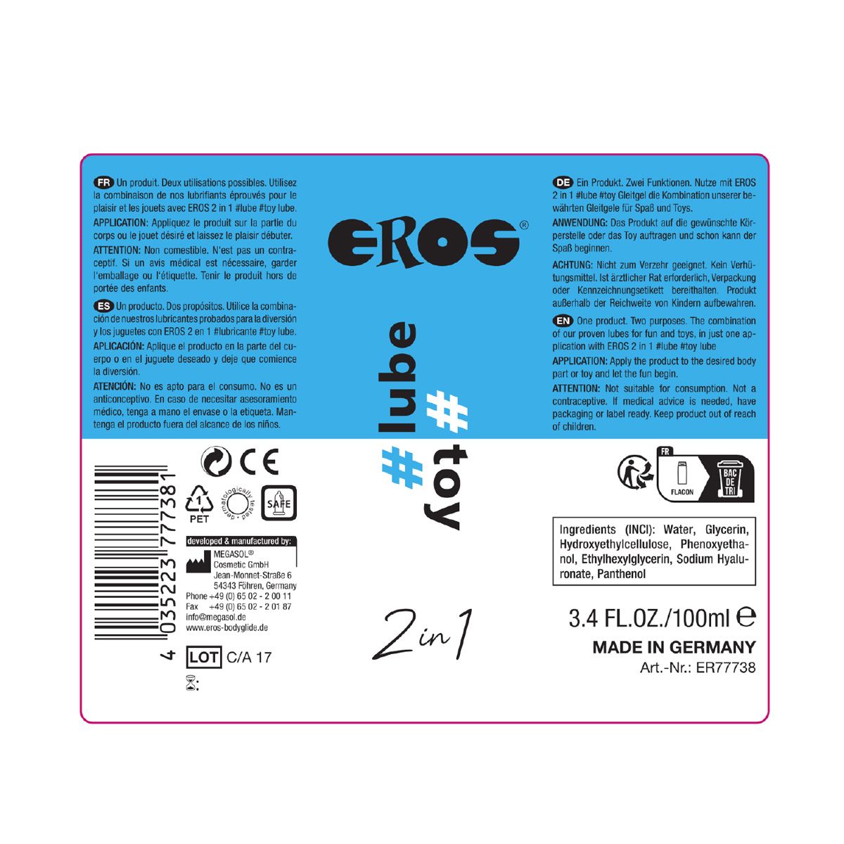 EROS 2in1 #lube #toy 250 ml Lubricant